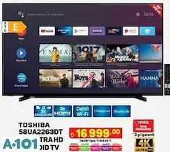 TOSHİBA 58UA2063DT 58 ULTRA HD ANDROİD SMART LED TV AKILLI TELEVİZYON